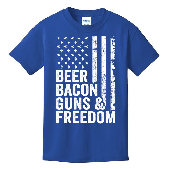 Beer Bacon Guns And Freedom / Usa Bbq American Flag Ing Funny Gift Kids T-Shirt