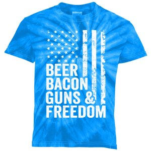 Beer Bacon Guns And Freedom / Usa Bbq American Flag Ing Funny Gift Kids Tie-Dye T-Shirt