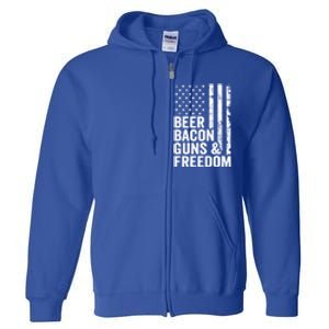 Beer Bacon Guns And Freedom / Usa Bbq American Flag Ing Funny Gift Full Zip Hoodie