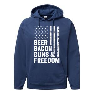 Beer Bacon Guns And Freedom / Usa Bbq American Flag Ing Funny Gift Performance Fleece Hoodie