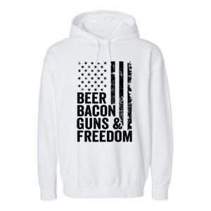 Beer Bacon Guns And Freedom / Usa Bbq American Flag Ing Funny Gift Garment-Dyed Fleece Hoodie