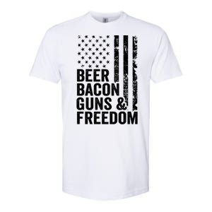 Beer Bacon Guns And Freedom / Usa Bbq American Flag Ing Funny Gift Softstyle CVC T-Shirt