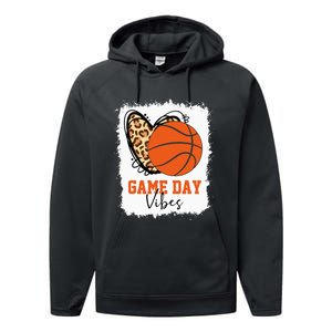 Bleached Basketball Game Day Vibes Basketball Mom Game Day Performance Fleece Hoodie