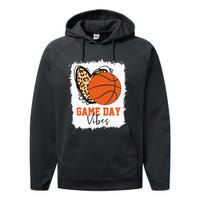 Bleached Basketball Game Day Vibes Basketball Mom Game Day Performance Fleece Hoodie