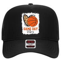 Bleached Basketball Game Day Vibes Basketball Mom Game Day High Crown Mesh Back Trucker Hat