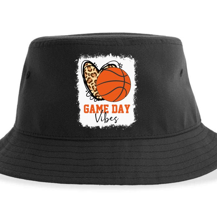 Bleached Basketball Game Day Vibes Basketball Mom Game Day Sustainable Bucket Hat