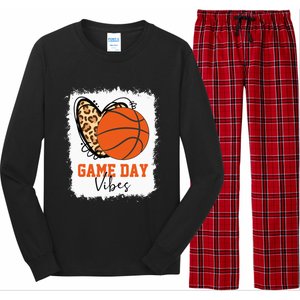 Bleached Basketball Game Day Vibes Basketball Mom Game Day Long Sleeve Pajama Set