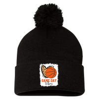 Bleached Basketball Game Day Vibes Basketball Mom Game Day Pom Pom 12in Knit Beanie