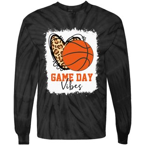 Bleached Basketball Game Day Vibes Basketball Mom Game Day Tie-Dye Long Sleeve Shirt