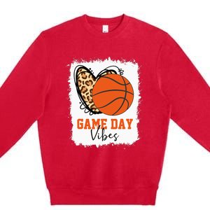 Bleached Basketball Game Day Vibes Basketball Mom Game Day Premium Crewneck Sweatshirt