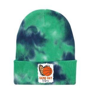 Bleached Basketball Game Day Vibes Basketball Mom Game Day Tie Dye 12in Knit Beanie