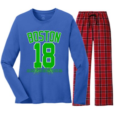 Boston Bleed Green For 18 A Celebration Women's Long Sleeve Flannel Pajama Set 