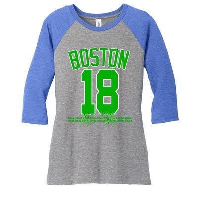 Boston Bleed Green For 18 A Celebration Women's Tri-Blend 3/4-Sleeve Raglan Shirt