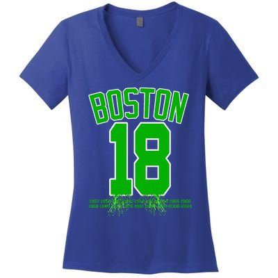 Boston Bleed Green For 18 A Celebration Women's V-Neck T-Shirt