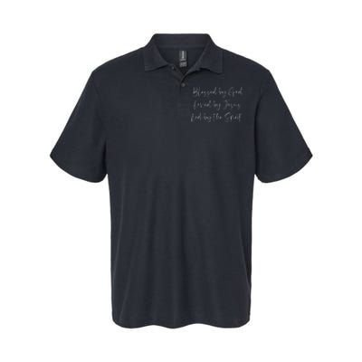 Blessed By God Loved By Jesus Led By The Holy Spirit Softstyle Adult Sport Polo