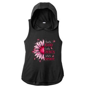 Blessed By God Loved By Jesus Ladies PosiCharge Tri-Blend Wicking Draft Hoodie Tank