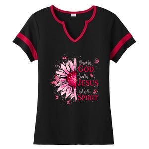 Blessed By God Loved By Jesus Ladies Halftime Notch Neck Tee