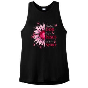 Blessed By God Loved By Jesus Ladies PosiCharge Tri-Blend Wicking Tank