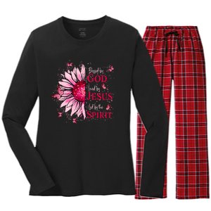 Blessed By God Loved By Jesus Women's Long Sleeve Flannel Pajama Set 