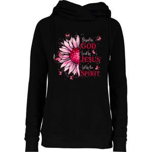 Blessed By God Loved By Jesus Womens Funnel Neck Pullover Hood