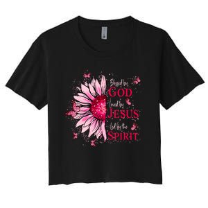 Blessed By God Loved By Jesus Women's Crop Top Tee