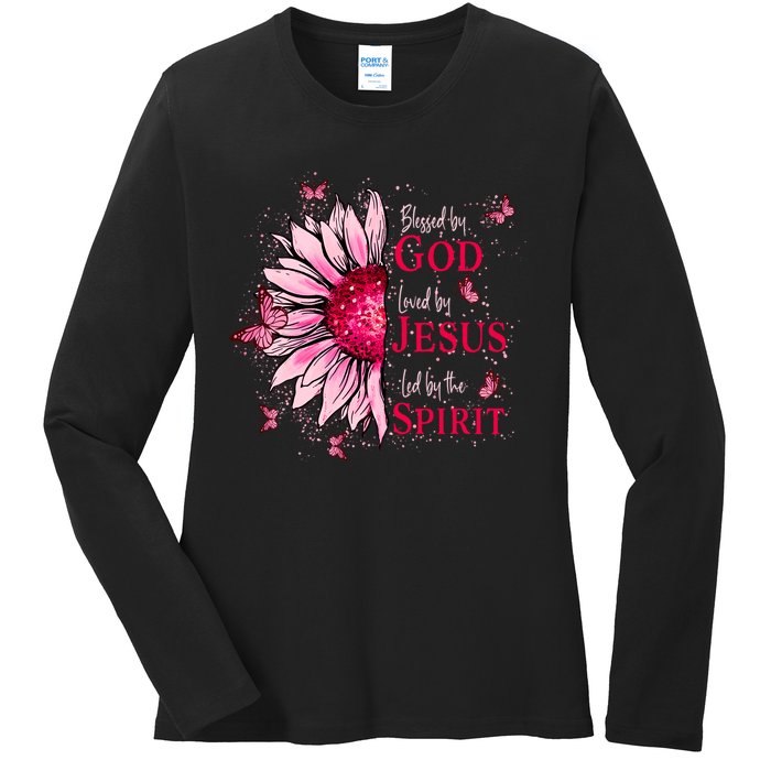 Blessed By God Loved By Jesus Ladies Long Sleeve Shirt