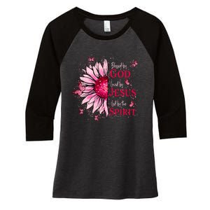 Blessed By God Loved By Jesus Women's Tri-Blend 3/4-Sleeve Raglan Shirt