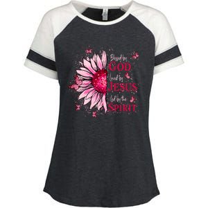 Blessed By God Loved By Jesus Enza Ladies Jersey Colorblock Tee