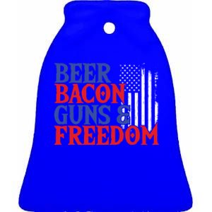 Beer Bacon Gun Freedom American Flag Usa Country Gift Ceramic Bell Ornament