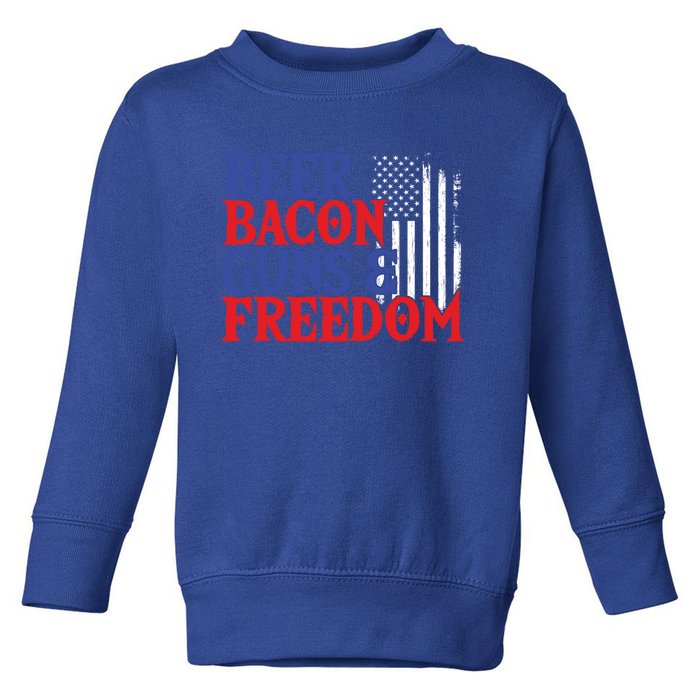 Beer Bacon Gun Freedom American Flag Usa Country Gift Toddler Sweatshirt