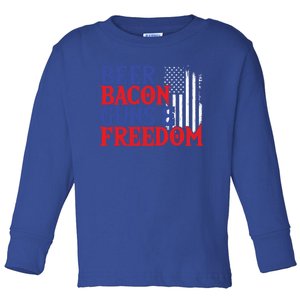 Beer Bacon Gun Freedom American Flag Usa Country Gift Toddler Long Sleeve Shirt