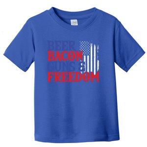 Beer Bacon Gun Freedom American Flag Usa Country Gift Toddler T-Shirt