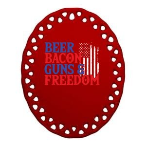 Beer Bacon Gun Freedom American Flag Usa Country Gift Ceramic Oval Ornament