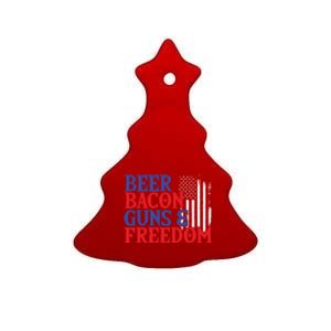 Beer Bacon Gun Freedom American Flag Usa Country Gift Ceramic Tree Ornament