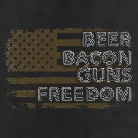 Beer Bacon Guns Freedom US American Flag Patriotic Gun Lover 7 Panel Mesh Trucker Snapback Hat