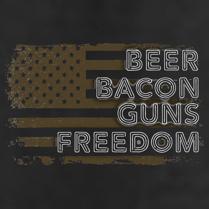Beer Bacon Guns Freedom US American Flag Patriotic Gun Lover 7 Panel Mesh Trucker Snapback Hat
