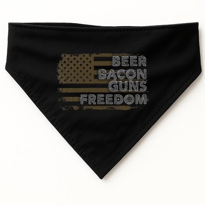 Beer Bacon Guns Freedom US American Flag Patriotic Gun Lover USA-Made Doggie Bandana