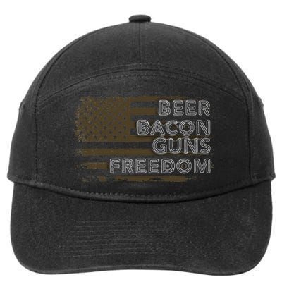 Beer Bacon Guns Freedom US American Flag Patriotic Gun Lover 7-Panel Snapback Hat