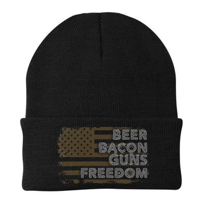Beer Bacon Guns Freedom US American Flag Patriotic Gun Lover Beanie
