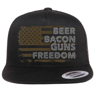 Beer Bacon Guns Freedom US American Flag Patriotic Gun Lover Flatbill Hat