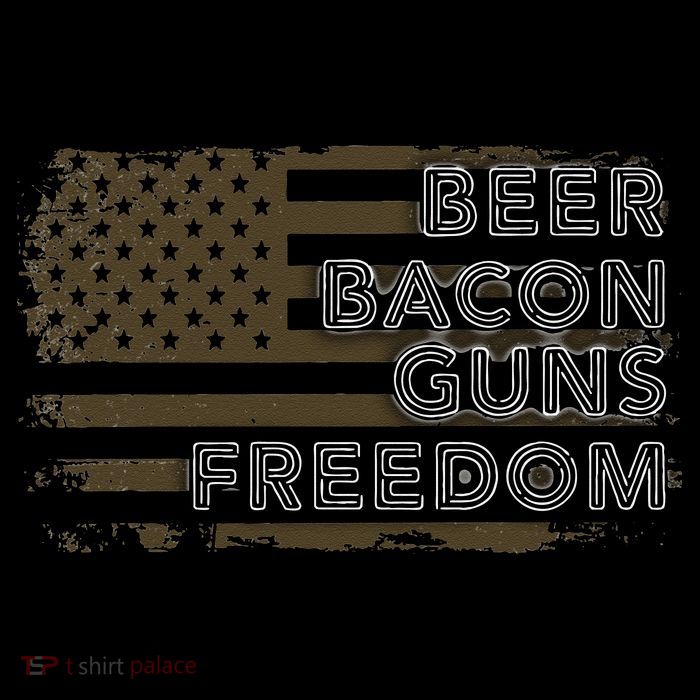 Beer Bacon Guns Freedom US American Flag Patriotic Gun Lover Flatbill Hat
