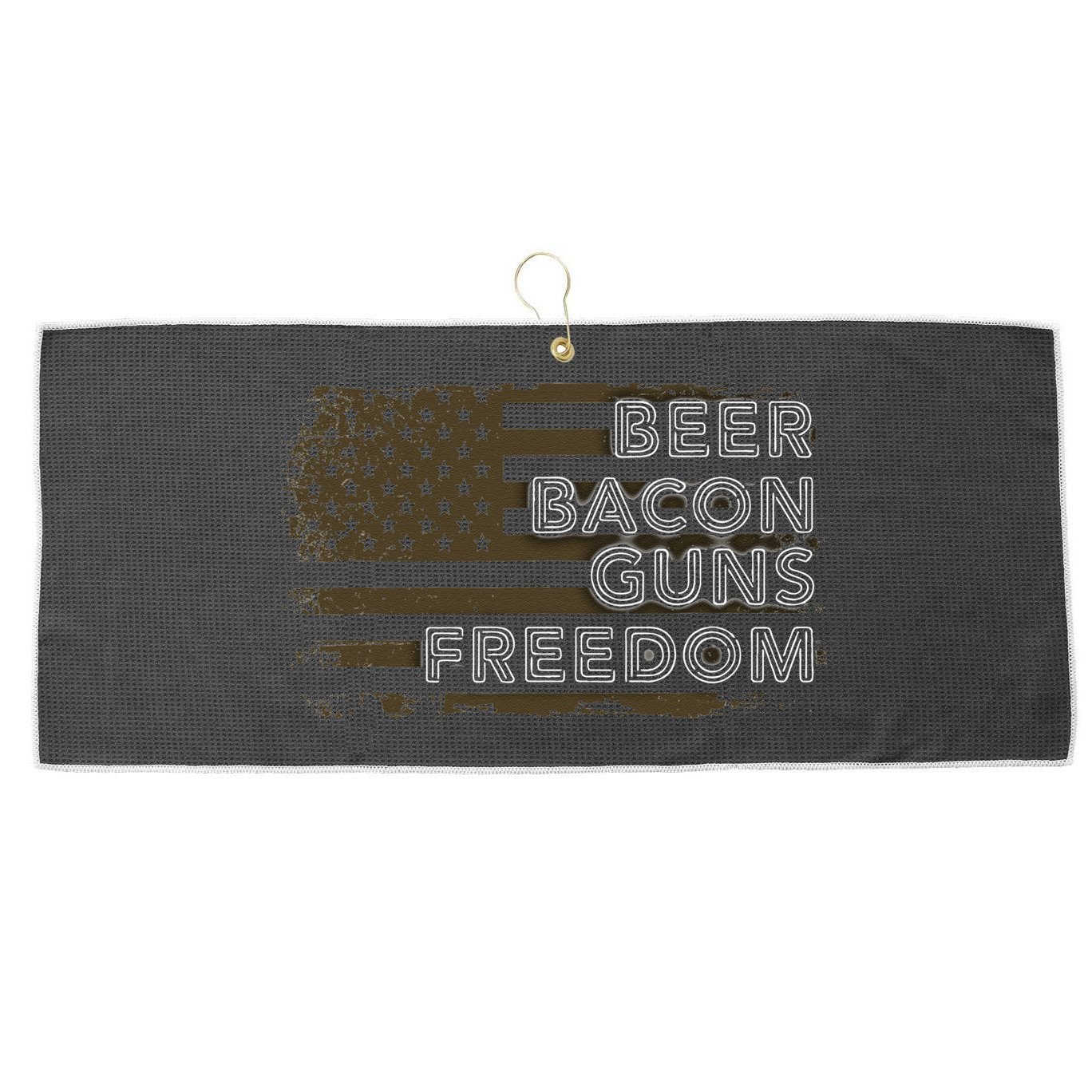 Beer Bacon Guns Freedom US American Flag Patriotic Gun Lover Large Microfiber Waffle Golf Towel