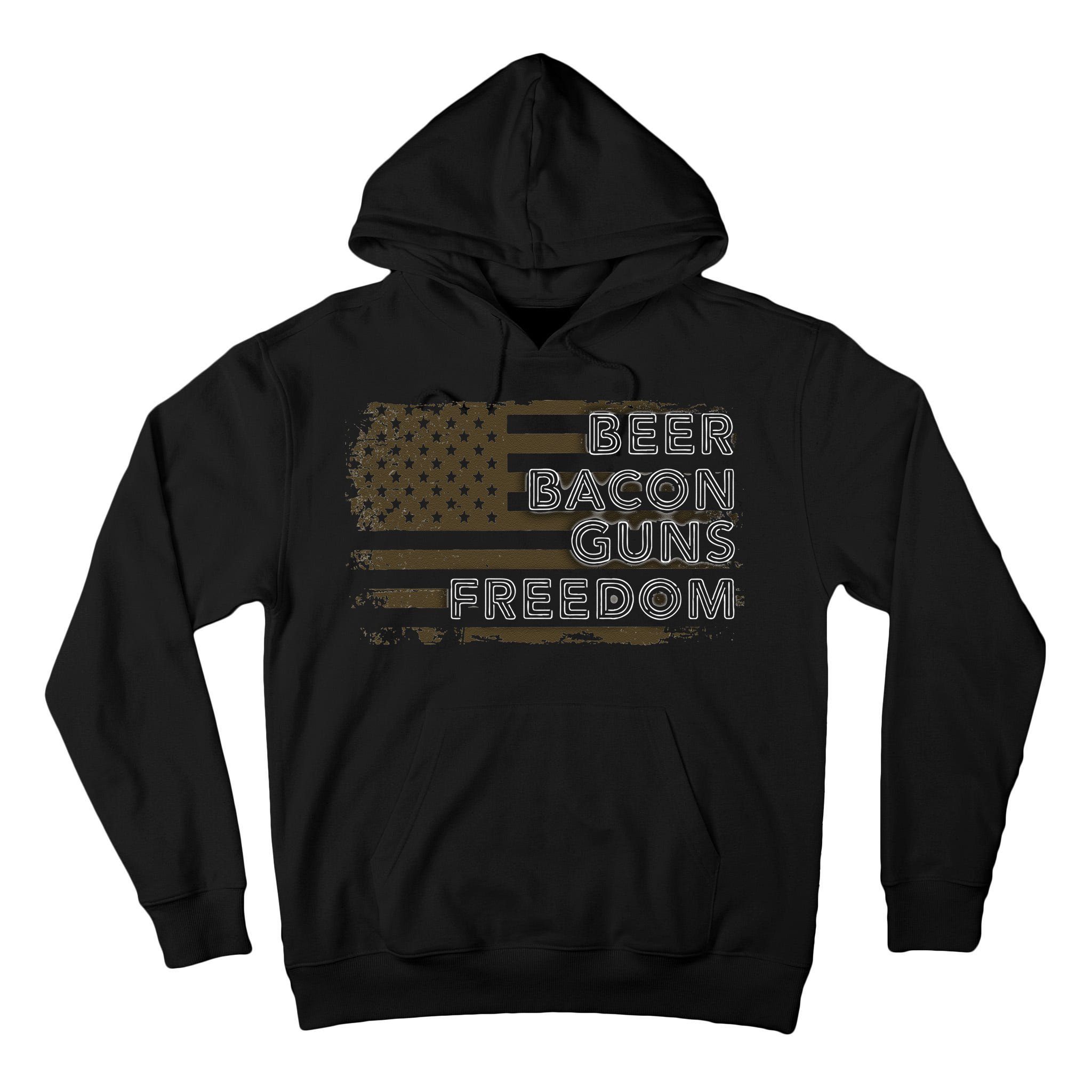 Beer Bacon Guns Freedom US American Flag Patriotic Gun Lover Tall Hoodie