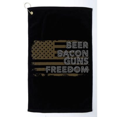 Beer Bacon Guns Freedom US American Flag Patriotic Gun Lover Golf Towel