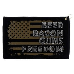 Beer Bacon Guns Freedom US American Flag Patriotic Gun Lover Grommeted Golf Towel