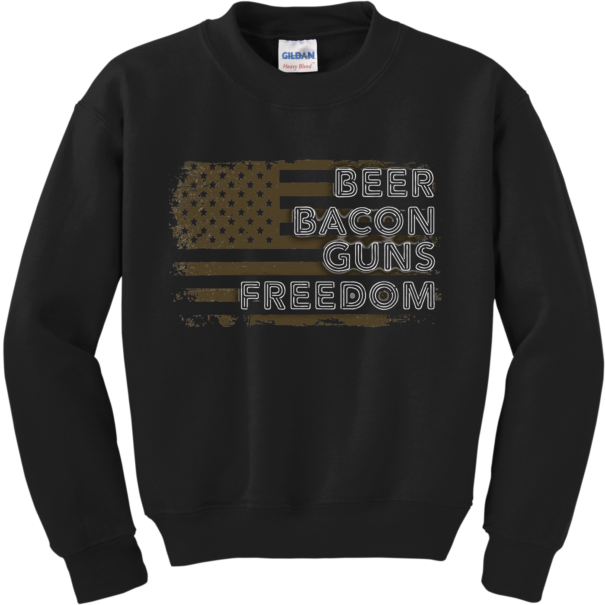 Beer Bacon Guns Freedom US American Flag Patriotic Gun Lover Kids Sweatshirt