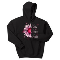 Blessed By God Loved By Jesus Pink Sunflower Kids Hoodie