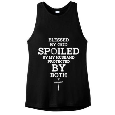 Blessed By God Spoiled By My Husband Protected By Both Funny Ladies PosiCharge Tri-Blend Wicking Tank