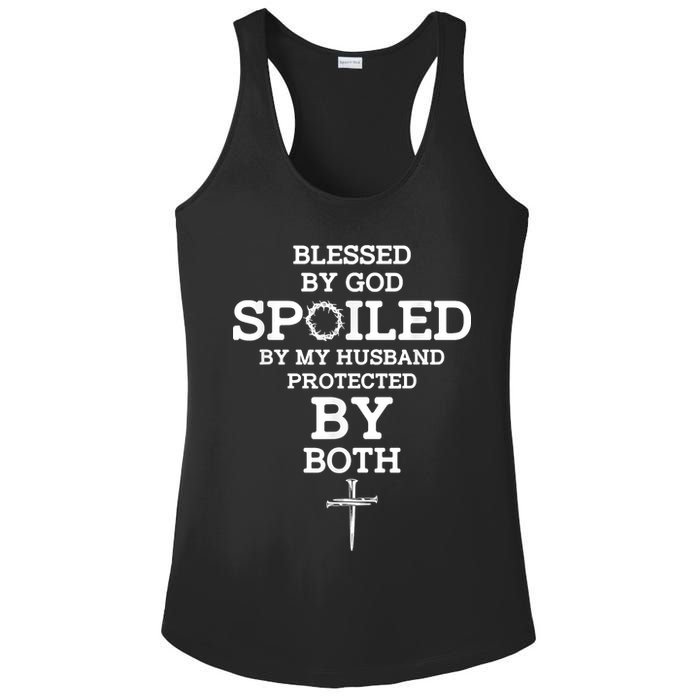 Blessed By God Spoiled By My Husband Protected By Both Funny Ladies PosiCharge Competitor Racerback Tank