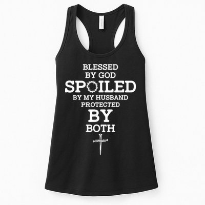 Blessed By God Spoiled By My Husband Protected By Both Funny Womens Tank Top